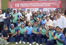 स्पार्क मिंडा ने 19वें मानव रचना कॉर्पोरेट क्रिकेट चैलेंज 2026 की ट्रॉफी जीती